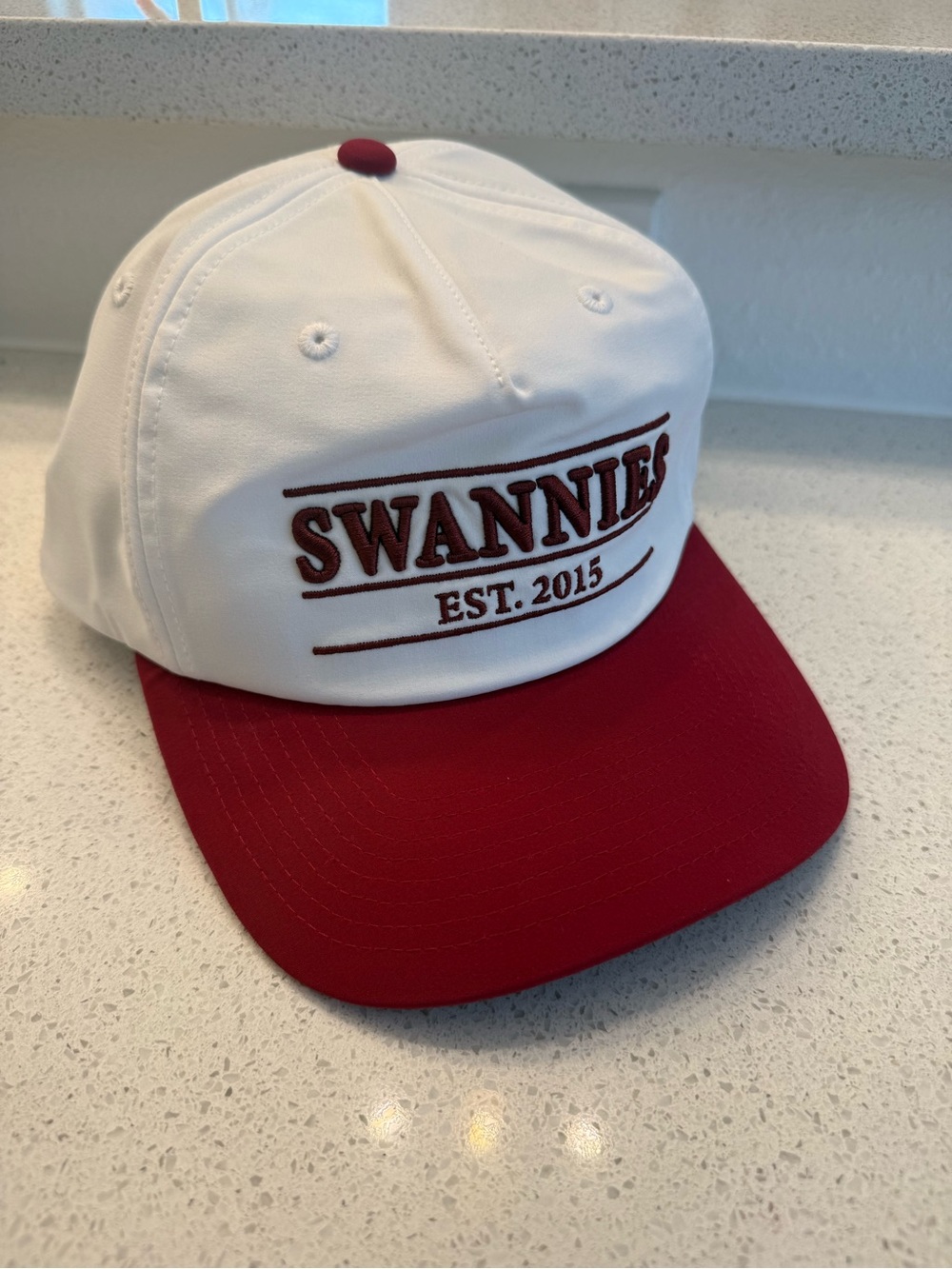 NWT SWANNIES Golf Hat Maroon Red and White SnapBack